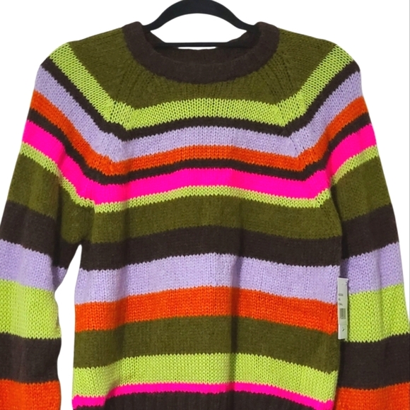 VELVET by Graham & Spencer Nessie Alpaca Stripe Sweater Womens Multi Crewneck XS - Picture 6 of 16